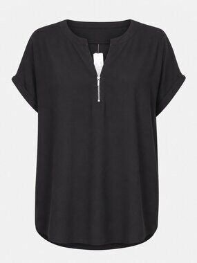 Maurices NWT Black Cuffed Sleeve Office Lightweight Zipper Detail Blouse Large